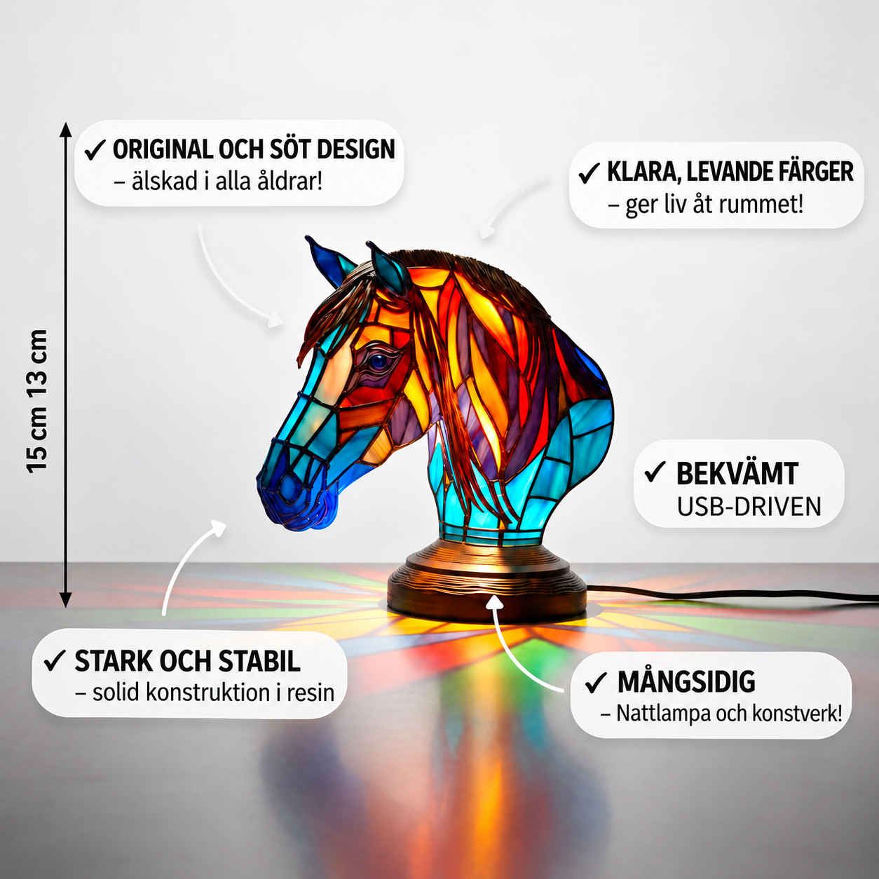 Grom – Charmig lampa med häst
