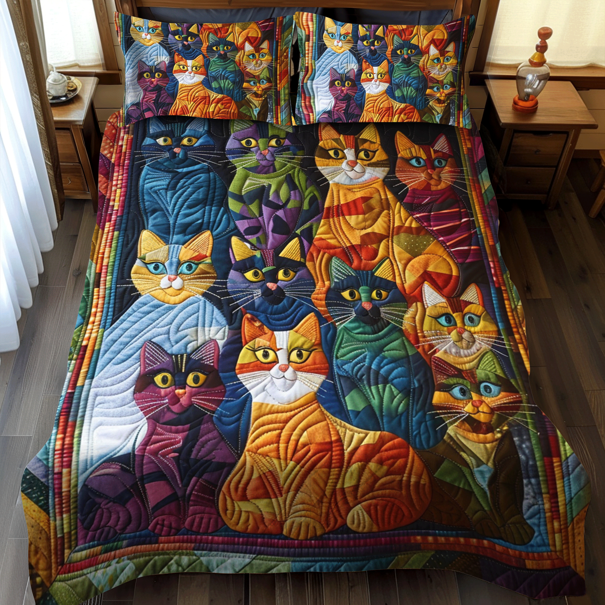 Rolig katt 3-delat påslakanset