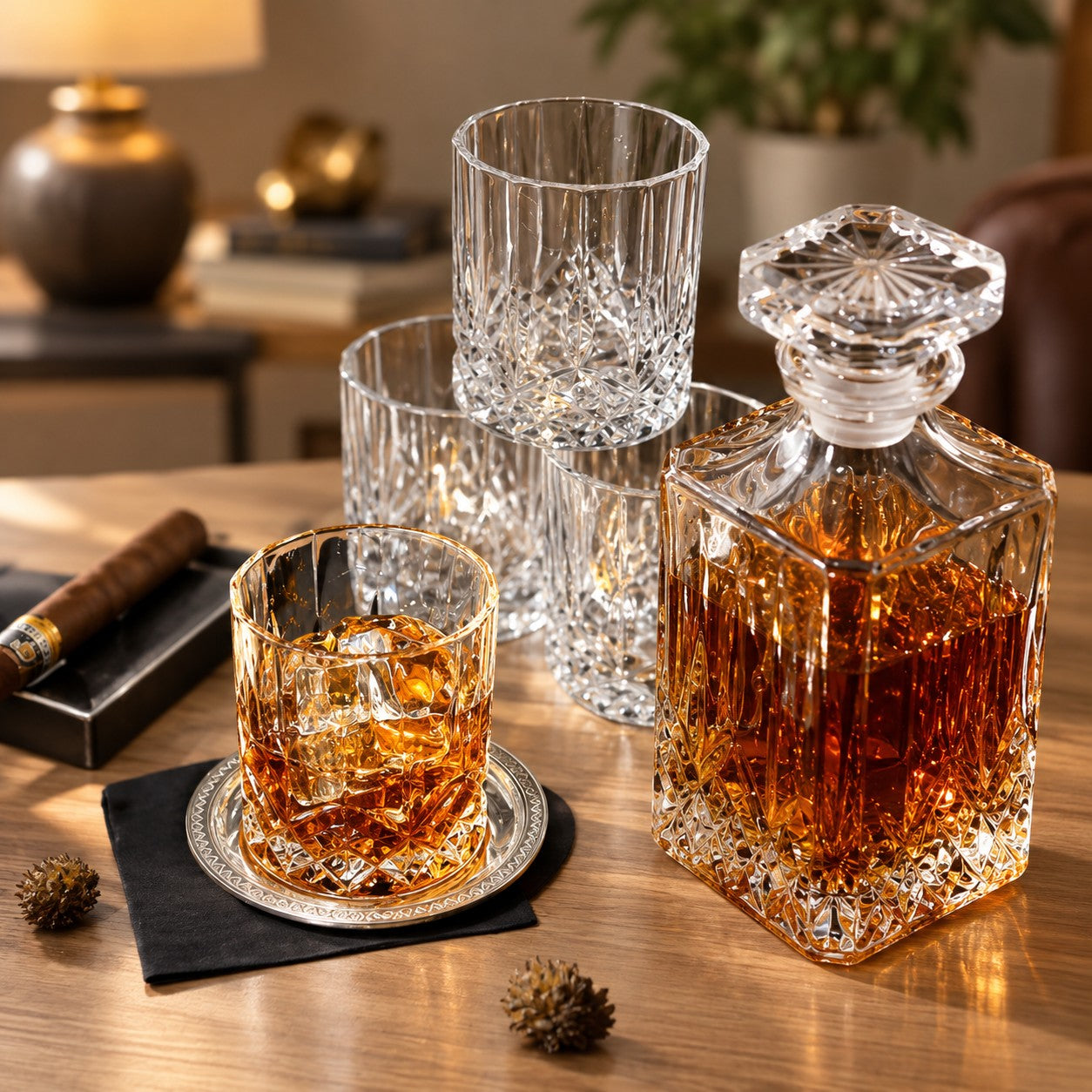 Set whiskykaraff och glas
