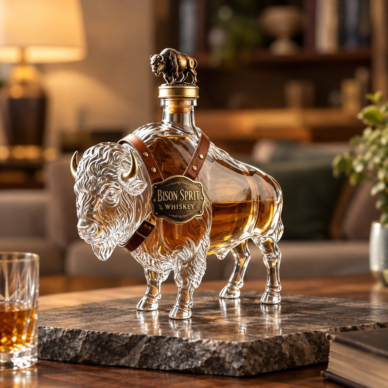 Handblåst whiskykaraff av borosilikatglas – Bison 350 ml